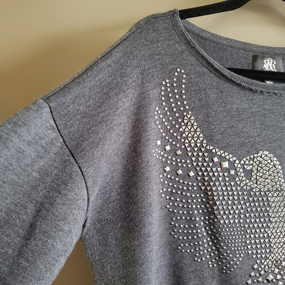 Rock & Republic Free Bird Studded Sweatshirt Large - Picture 4 of 10